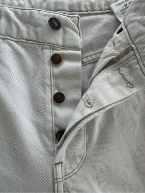 6397 Shorty Jeans Size 25 Chalk White Relaxed Tapered Cropped Made in Italy